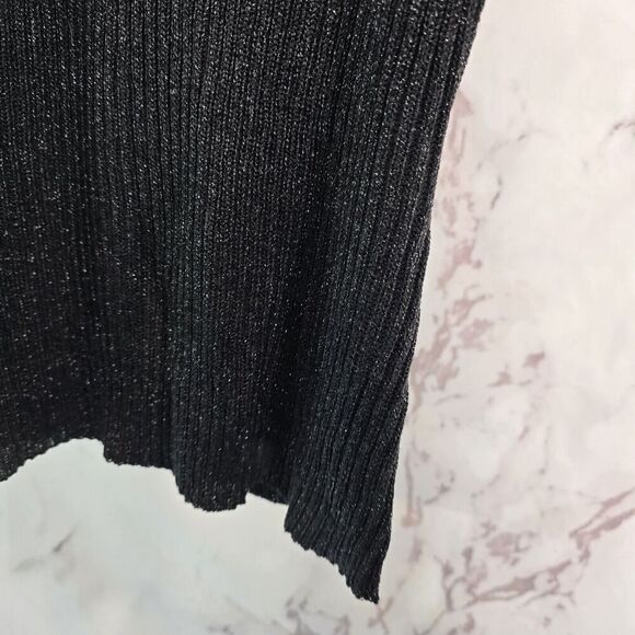 Adrianna Papell Cardigan Womens Small Black Sparkle Shimmer Metallic Tank Set - Picture 4 of 15